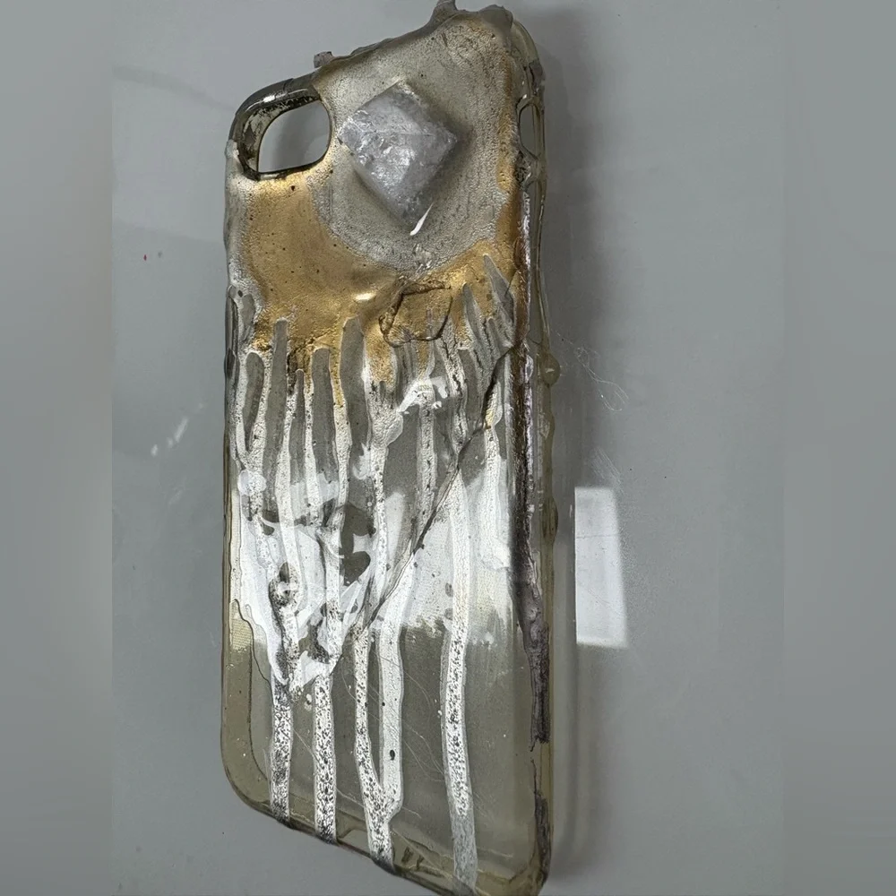 ADINA MILLS amazing OOAK iPhone case Crystal gold paint iPhone 6 / 6S